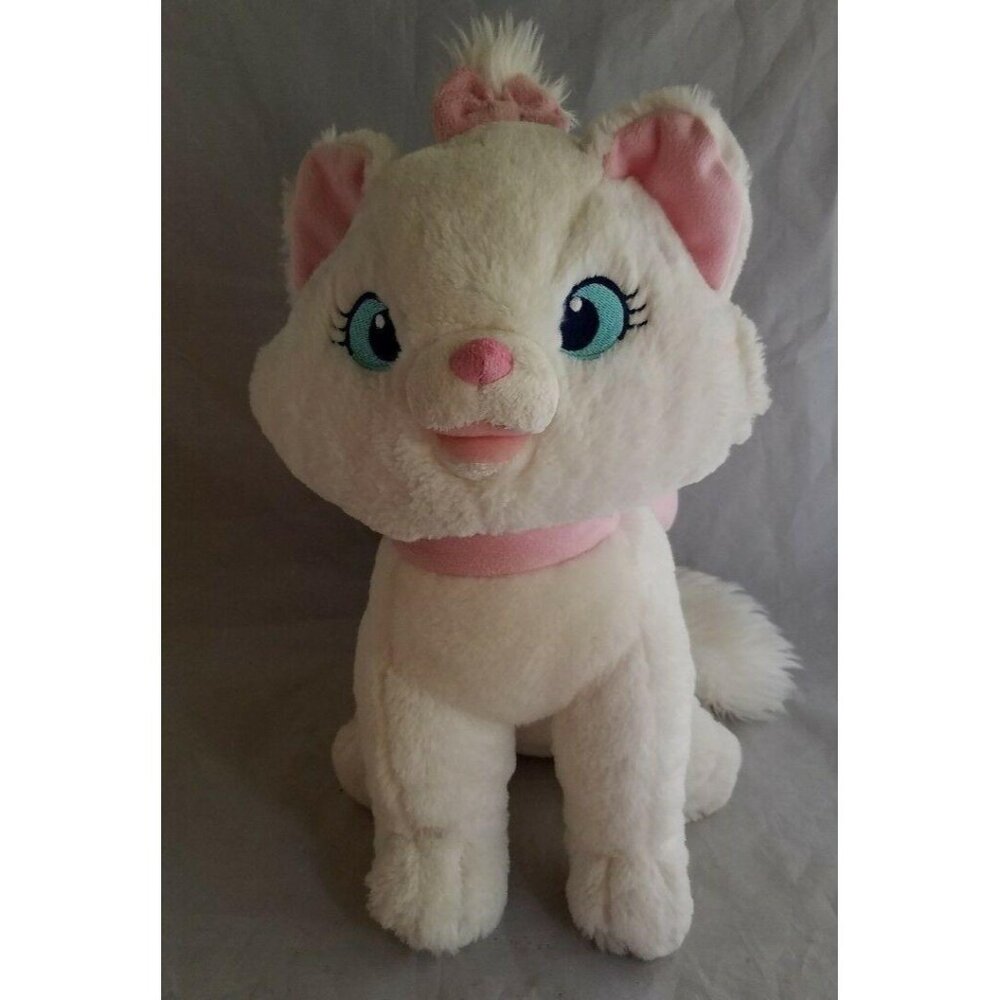 Disney Store Marie Aristocats White Kitten Cat 12" Plush Stuffed Animal Pink Bow